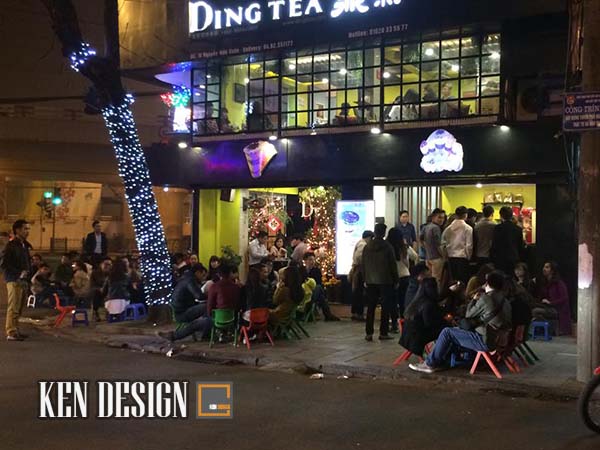 thiết kế nội thất quán trà sữa dingtea
